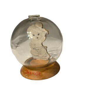 Vintage Glass Bubble Coin‎ Bank Vic Moran Money Meter Baby Gift Collectible